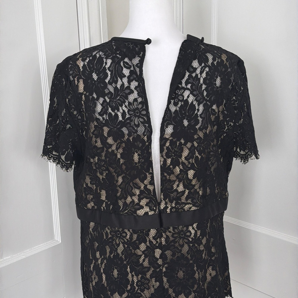 Vintage Talbots Top Womens 16 Black Lace Blouse Rhinestone Cocktail Party USA - Picture 7 of 10